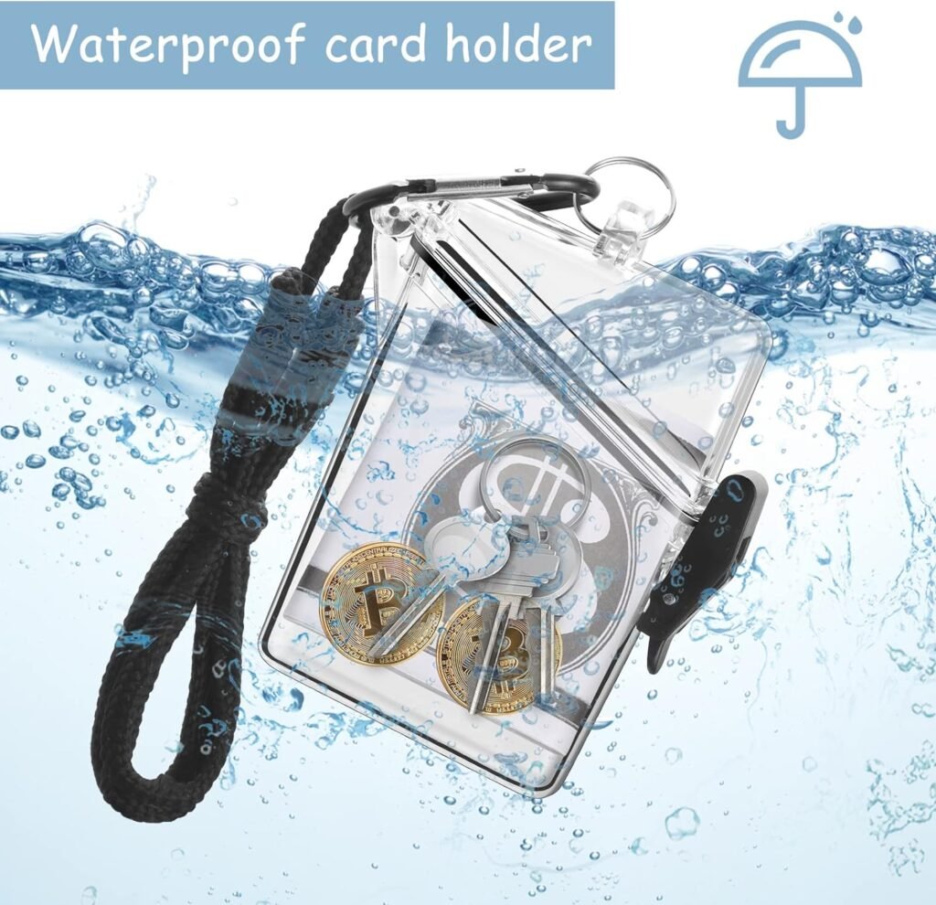 3 Pack Waterproof Id Card Badge Holder Case with Lanyard, Clear Waterproof Card Holder Lanyards for Id Badges and Keys Cards Coin Locker Dry Box Cruise Accessories Must Haves