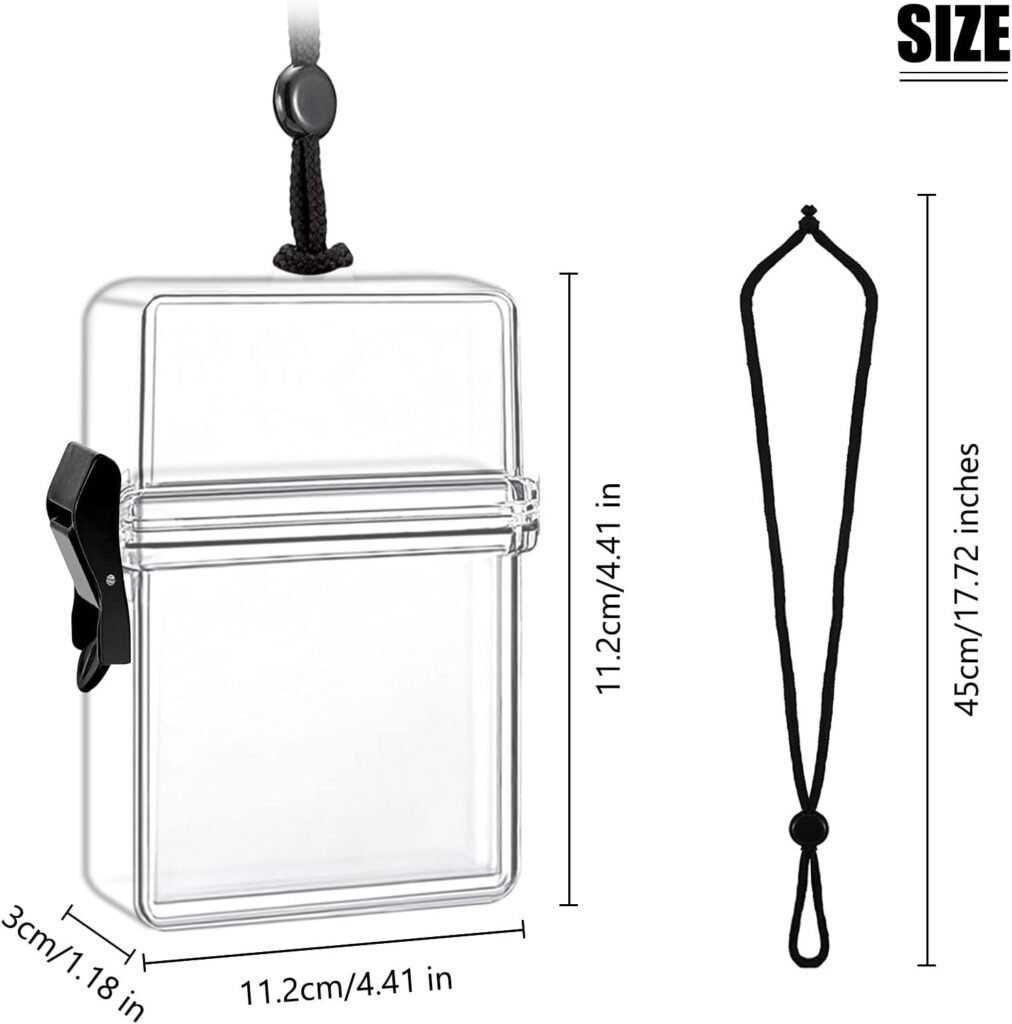 6Pcs Waterproof Badge Holder Case, Clear ID Card Holder with Lanyard, Floating Sports Case Locker, Waterproof ID Card Case with Double Locker for Cards, Coins (2.87x1.18x4.41 inch)